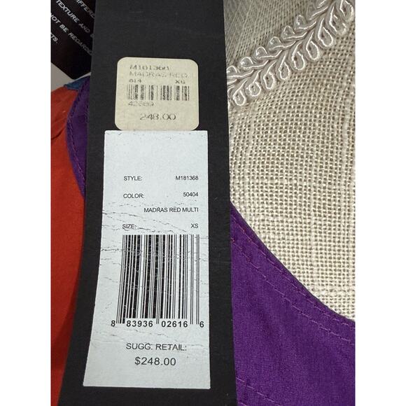 New MARC By Marc Jacobs Size XS Madras Red Purple Silk Dress NWT $248 Preppy - Picture 3 of 3